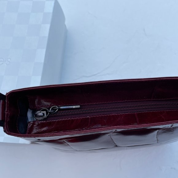 NWT - FRANCHI WINE (CORDOVAN) LEATHER SHOULDER BAG - FROM BLOOMINGDALES - Picture 6 of 15